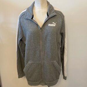 Puma Gray/White Jacket, Classic Zip-Up, Pockets Women’s Size M